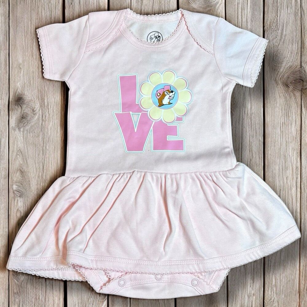 Buc-ee's Pink Flower Bodysuit Dress Size 3 Months